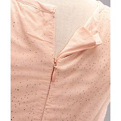 Babyhug Sleeveless Knee Length Sequinned Party Dress - Peach