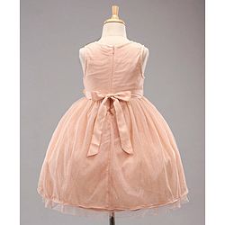 Babyhug Sleeveless Knee Length Sequinned Party Dress - Peach