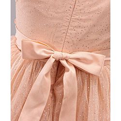 Babyhug Sleeveless Knee Length Sequinned Party Dress - Peach