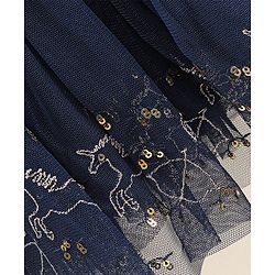 Babyhug Sleeveless Embroidered Party Wear Frock Floral Corsage- Blue