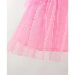 Babyhug Sleeveless Knee Length Solid Color Sequinned Party Dress With Bow Applique - Pink