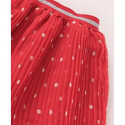 Babyhug Mid Thigh Pleated Skirt Dot print - Red