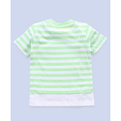 Babyhug Half Sleeves T-Shirt Stripe Pattern With Elephant Print - Multicolour