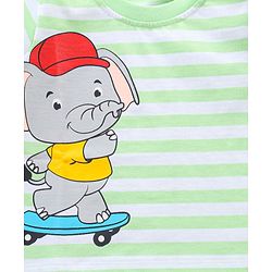 Babyhug Half Sleeves T-Shirt Stripe Pattern With Elephant Print - Multicolour