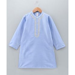 Babyhug Full Sleeves Cotton Zari Kurta and Dhoti Set - Blue