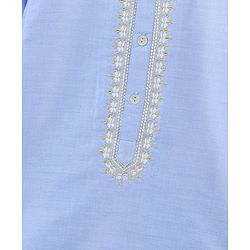 Babyhug Full Sleeves Cotton Zari Kurta and Dhoti Set - Blue