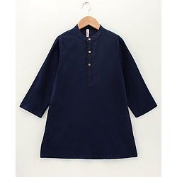 Babyhug Full Sleeves Kurta Payjama Set With Waistcoat - Blue