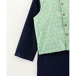 Babyhug Full Sleeves Kurta Payjama Set With Waistcoat - Blue