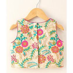Babyhug Sleeveless Embroidered Choli Lehenga & Dupatta Set - Multicolor