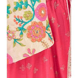 Babyhug Sleeveless Embroidered Choli Lehenga & Dupatta Set - Multicolor