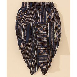 Babyhug Cotton Full Sleeves Kurta & Dhoti Set Ethnic Print - Navy Blue