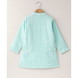 Babyhug Full Sleeves Cotton Solid Kurta Pyjama Set - Sea Green