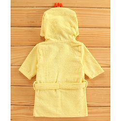 Babyhug Three Fourth Sleeves Hooded Bath Robe Duck Design - Yellow