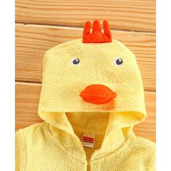 Babyhug Three Fourth Sleeves Hooded Bath Robe Duck Design - Yellow