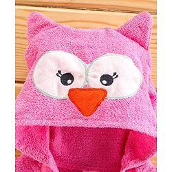 Babyhug Three Fourth Sleeves Hooded Bath Robe Bunny Design - Pink