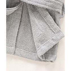 Babyhug Three Fourth Sleeves Elephant Design Woven Terry Bath Robe - Grey