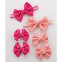 Babyhug Headbands & Hair Clips Pack of 6 - Pink & Peach