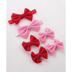 Babyhug Headbands & Hair Clips Pack of 6 - Pink Red