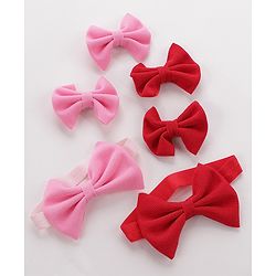 Babyhug Headbands & Hair Clips Pack of 6 - Pink Red