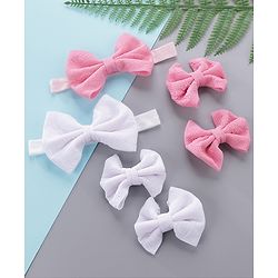 Babyhug Headbands & Hair Clips Pack of 6 - Pink White