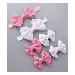 Babyhug Headbands & Hair Clips Pack of 6 - Pink White