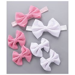Babyhug Headbands & Hair Clips Pack of 6 - Pink White