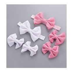 Babyhug Headbands & Hair Clips Pack of 6 - Pink White