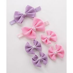 Babyhug Headbands & Hair Clips Set of 6 - Pink Purple