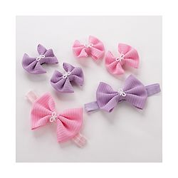 Babyhug Headbands & Hair Clips Set of 6 - Pink Purple
