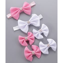 Babyhug Headbands & Hair Clips Pack of 6 - Pink White