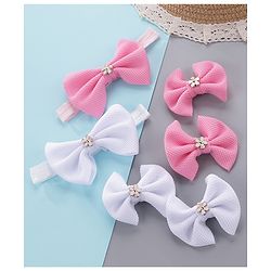 Babyhug Headbands & Hair Clips Pack of 6 - Pink White