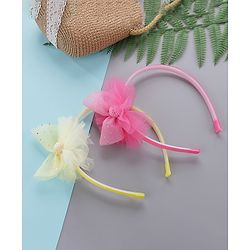 Babyhug Hair Bands With Sequin Bow Pack Of 2 - Yellow & Pink