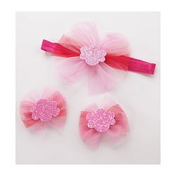 Babyhug Hair Band & Headband With Hair Clips - Pink