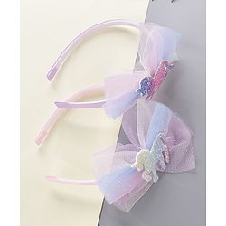 Babyhug Hair Bands Unicorn Embellished Bow Pack Of 2 - Pink & Purple