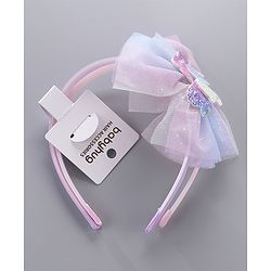 Babyhug Hair Bands Unicorn Embellished Bow Pack Of 2 - Pink & Purple