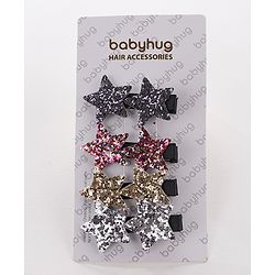 Babyhug Star Shape Hair Pins And Clips Pack Of 4 - Multicolour