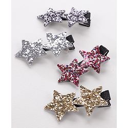 Babyhug Star Shape Hair Pins And Clips Pack Of 4 - Multicolour