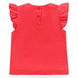 Babyhug Cap Sleeves Top With Graphics & Frill Detailing- Red