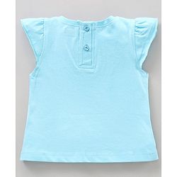 Babyhug Cap Sleeves Top Cat & Bunny Print - Blue