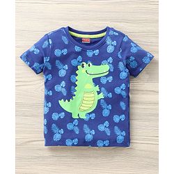 Babyhug Half Sleeves T-Shirt & Shorts Set Dino Print - Blue
