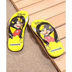 Cute Walk by Babyhug Slip On Flip Flops Mickey Mouse Print - Yellow