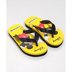 Cute Walk by Babyhug Slip On Flip Flops Mickey Mouse Print - Yellow