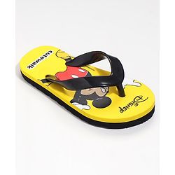 Cute Walk by Babyhug Slip On Flip Flops Mickey Mouse Print - Yellow