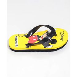Cute Walk by Babyhug Slip On Flip Flops Mickey Mouse Print - Yellow