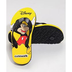 Cute Walk by Babyhug Slip On Flip Flops Mickey Mouse Print - Yellow