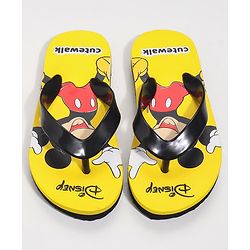 Cute Walk by Babyhug Slip On Flip Flops Mickey Mouse Print - Yellow