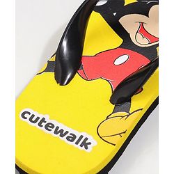 Cute Walk by Babyhug Slip On Flip Flops Mickey Mouse Print - Yellow