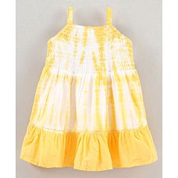 Babyhug Singlet 100% Cotton Woven Solid Color Frock - Yellow