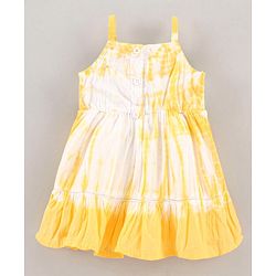 Babyhug Singlet 100% Cotton Woven Solid Color Frock - Yellow