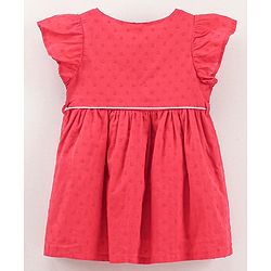 Babyhug 100% Cotton Cap Sleeves Floral Embroidered Frock - Red